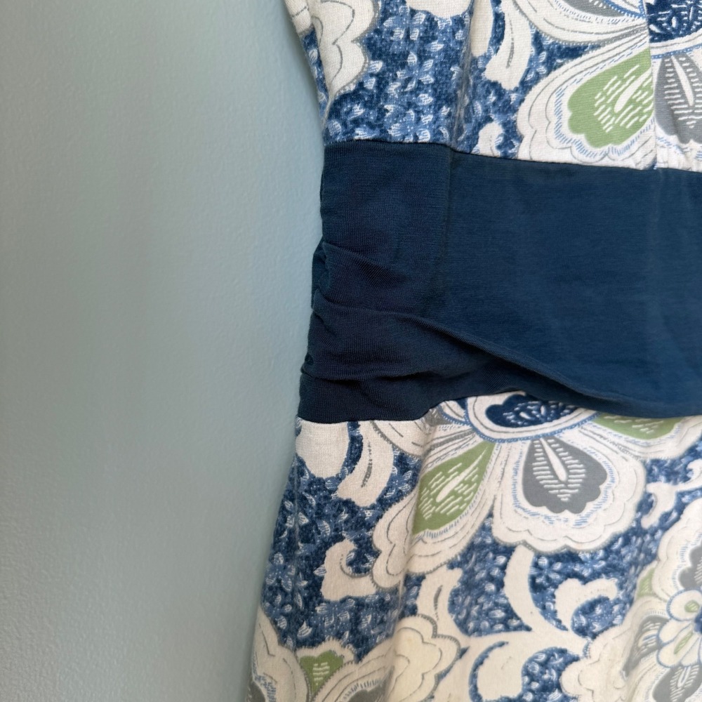 Patagonia Margo Dress Organic Cotton Blue Green Floral Sleeveless V-Neck Large - Picture 6 of 14